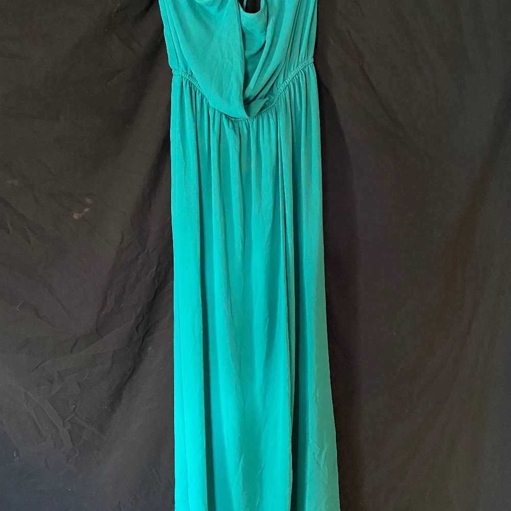 T strap teal maxi dress